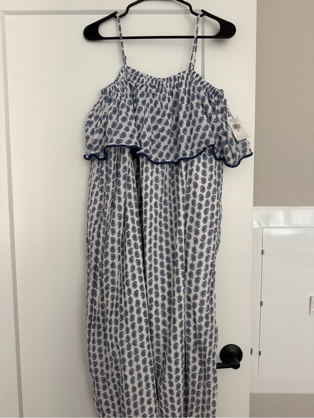 Polo Ralph Lauren Cold-Shoulder Maxi Dress, Blue Floral Print, Size 16 — NWT